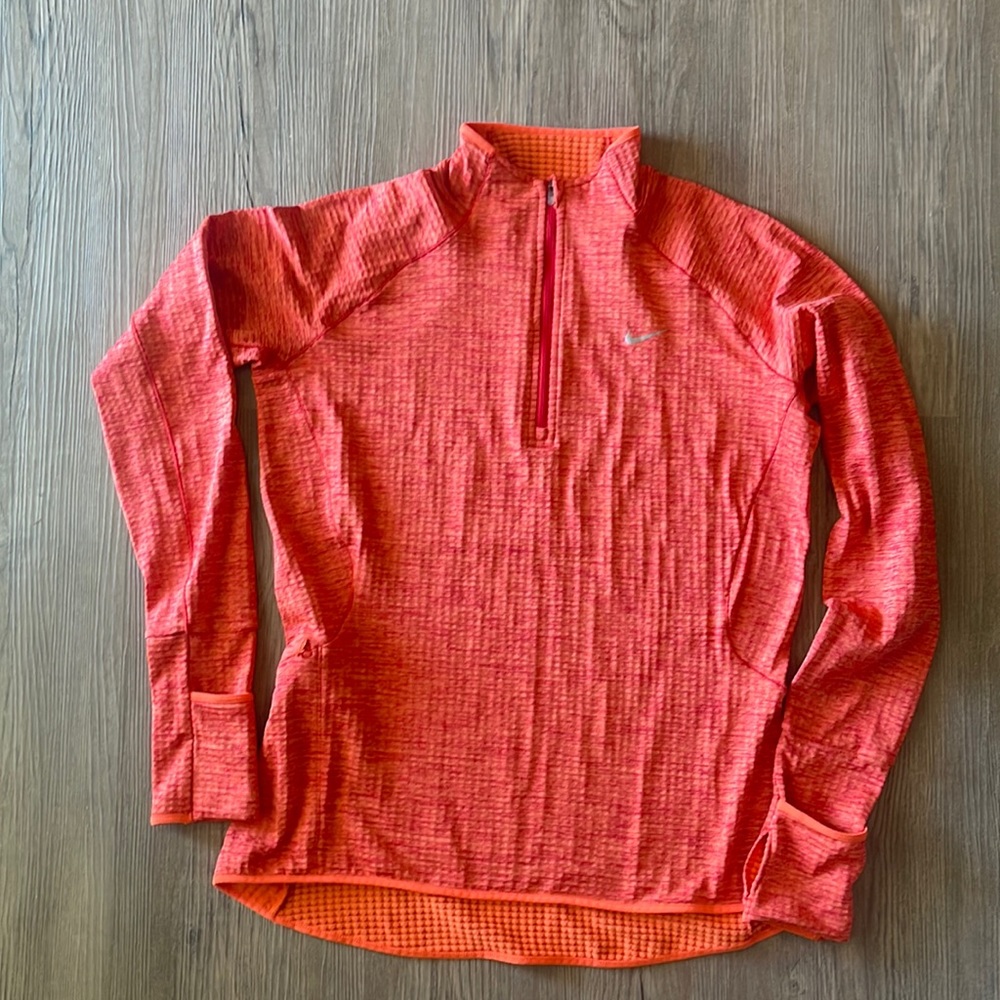 Orange Nike Dri-Fit 1/4 Zip Running Shirt, Sz M